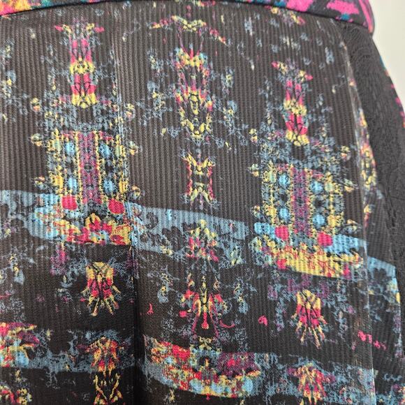 BCBGeneration Asymmetrical Lace Boho Floral Tapestry Sheer Chiffon Maxi Skirt S - Picture 9 of 13